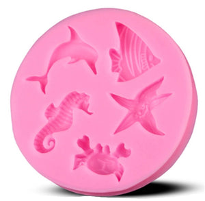 Sea Theme - Dolphins hippocampus starfish silicone mold