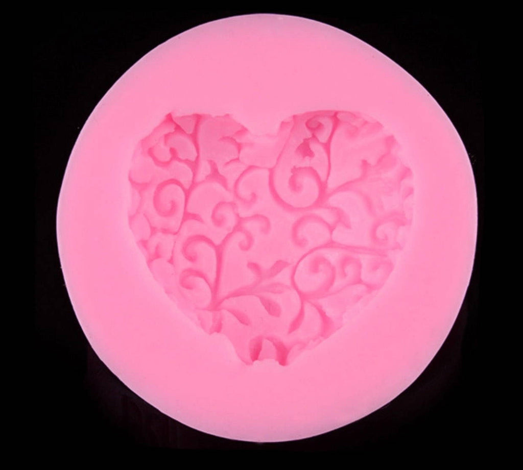 Heart Lace Shaped Fondant Sugar Art DIY Cake  Decorating Tools 3D Silicone Mold