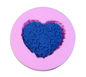 Heart Lace Shaped Fondant Sugar Art DIY Cake  Decorating Tools 3D Silicone Mold