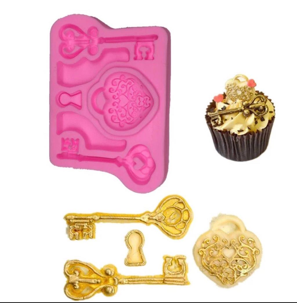 Love Lock Key Turn Sugar Fondant Mold