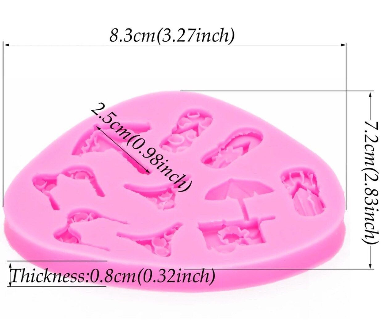 Shade Beach bikini beach Shaped fondant silicone moulds