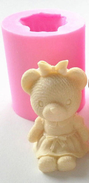 Mini Cute Bear Girl Fondant Silicone Mold