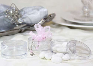 2-1/4'' Round Clear Plastic Favor Box with Lid - 12 boxes