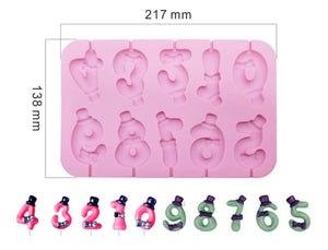 Top Hat and Bow Number Silicone Lollipop Mold