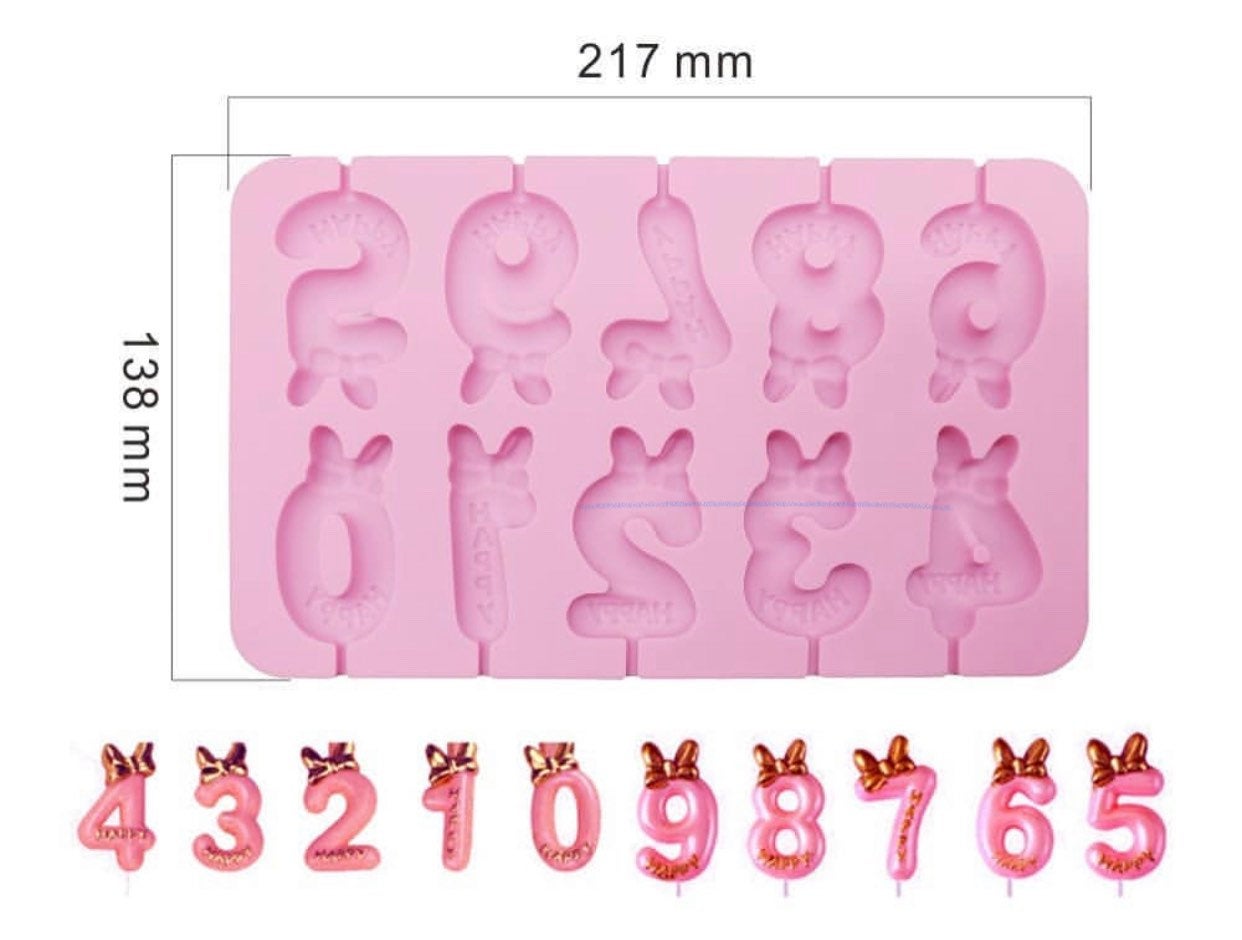 Bow Number Silicone Lollipop Mold