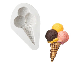 Triple Scoop Ice Cream Cone Silicone Mold